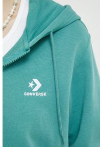 Converse bluza kolor turkusowy z kapturem z aplikacją. Typ kołnierza: kaptur. Kolor: turkusowy. Wzór: aplikacja #8