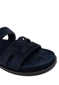 Tory Burch Klapki Ines Sport Slide 163481 Granatowy. Kolor: niebieski. Materiał: skóra, zamsz. Styl: sportowy #3
