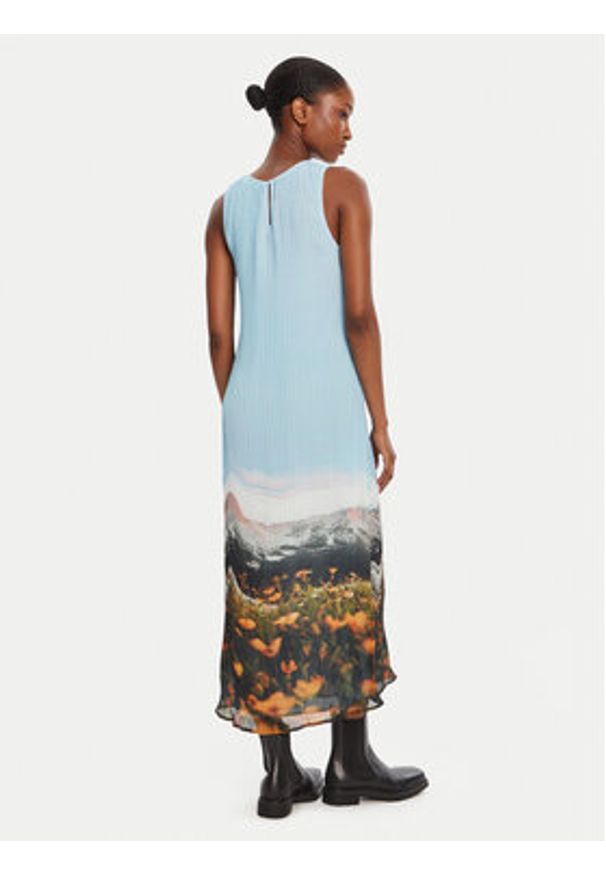 Desigual Sukienka codzienna Plisado Paisaje 25WWVW07 Błękitny Regular Fit. Okazja: na co dzień. Kolor: niebieski. Materiał: syntetyk. Typ sukienki: proste. Styl: casual