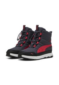 Puma - Młodzieżowe buty PUMA Evolve Puretex PUMA Galactic Gray Tart Cherry Black Red. Kolor: czerwony, wielokolorowy, szary, czarny