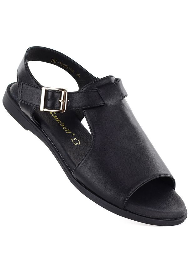 Skórzane sandały damskie czarne Cambell 19391. Kolor: czarny. Materiał: skóra. Styl: elegancki