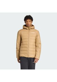 Adidas - Kurtka z kapturem z ociepleniem Terrex Multi Essentials CLIMAWARM. Typ kołnierza: kaptur. Kolor: brązowy. Materiał: puch. Technologia: ClimaWarm (Adidas). Sport: turystyka piesza