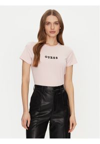 Guess Jeans T-Shirt W5RI54 J1314 Beżowy Regular Fit. Kolor: beżowy. Materiał: bawełna