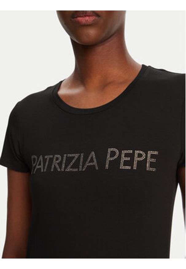 Patrizia Pepe T-Shirt CM1419/J013-K103 Czarny Regular Fit. Kolor: czarny. Materiał: wiskoza