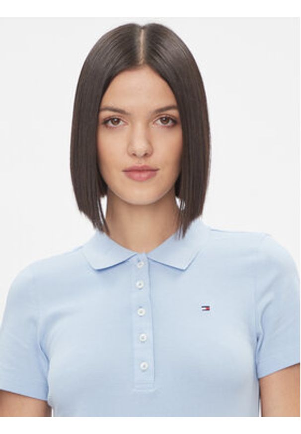 TOMMY HILFIGER - Tommy Hilfiger Sukienka codzienna 1985 WW0WW37853 Błękitny Slim Fit. Okazja: na co dzień. Kolor: niebieski. Materiał: bawełna. Typ sukienki: proste. Styl: casual