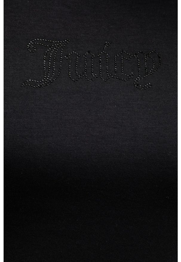 Juicy Couture - JUICY COUTURE Czarny damski t-shirt Capped Baby Sleeve, Rozmiar S. Okazja: na co dzień. Kolor: czarny. Materiał: materiał. Długość rękawa: krótki rękaw. Długość: krótkie. Styl: casual, klasyczny