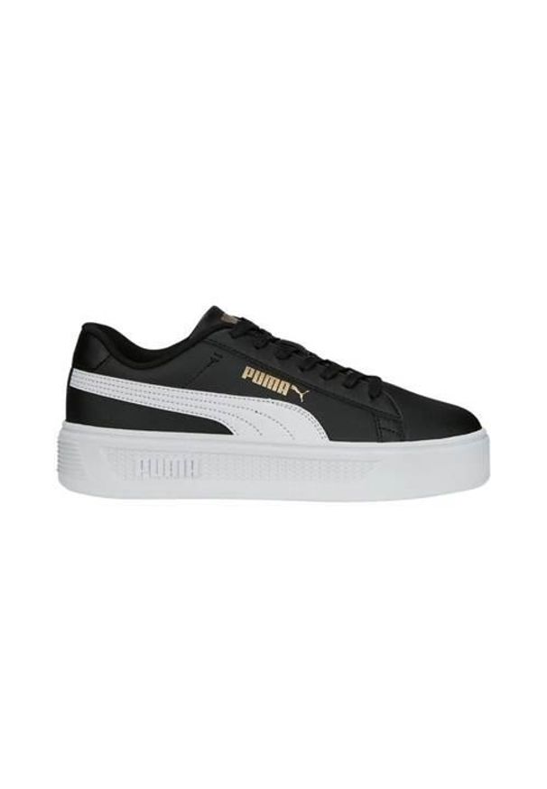 Buty do chodzenia damskie Puma Smash Platform V3. Zapięcie: sznurówki. Kolor: czarny. Materiał: skóra, materiał, tkanina, guma, syntetyk. Szerokość cholewki: normalna. Obcas: na platformie. Sport: turystyka piesza