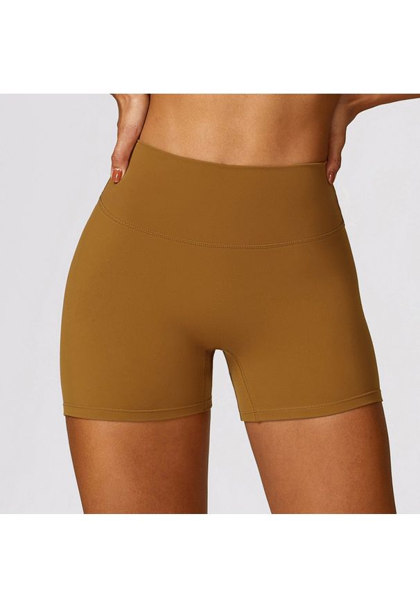 Intica - Spodenki sportowe modelujące z elastycznym pasem do treningu i biegania Essence. Kolor: brązowy. Materiał: materiał. Sport: fitness