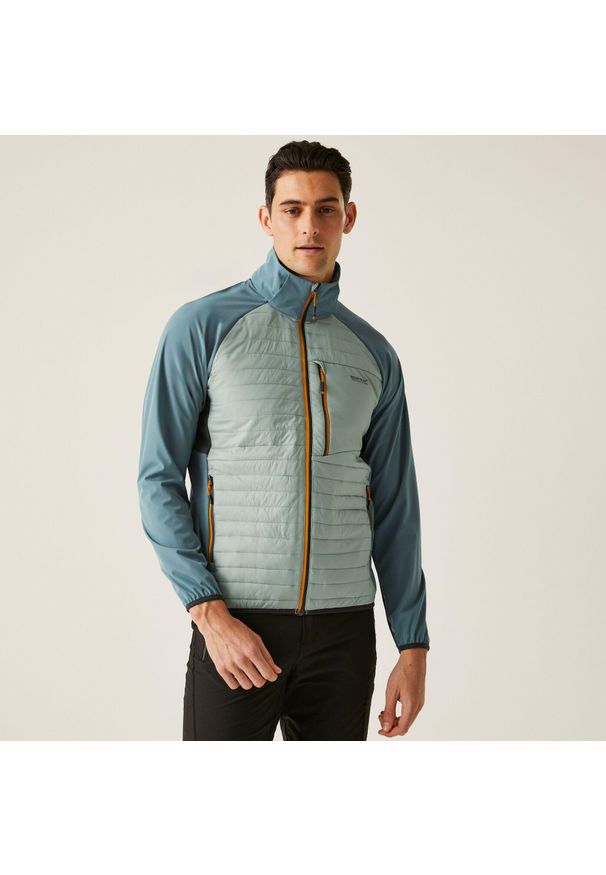 Regatta - Kurtka turystyczna hybrydowa męska Pro Hybrid. Kolor: szary. Materiał: puch, softshell, materiał. Sport: turystyka piesza