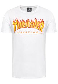 Thrasher T-Shirt Flame Biały Regular Fit. Kolor: biały. Materiał: bawełna #2