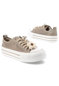 Sneakersy damskie Filippo, cholewka z materiału tekstylnego siateczkowego wiązanie z przodu na solidnej podeszwie, beżowe, DTN7855/26. Okazja: na co dzień. Kolor: beżowy. Materiał: materiał. Szerokość cholewki: normalna. Wzór: kwiaty, ażurowy. Styl: elegancki, klasyczny, casual #7