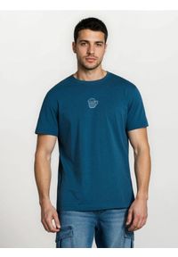 Sinsay - Bawełniana koszulka z nadrukiem - niebieski. Kolor: niebieski. Materiał: bawełna. Wzór: nadruk #1