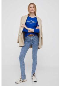 TOMMY HILFIGER - Tommy Hilfiger longsleeve bawełniany kolor granatowy. Kolor: niebieski. Materiał: bawełna. Długość rękawa: długi rękaw #3