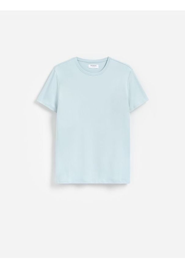 Reserved - T-shirt slim z bawełny pima - jasnoturkusowy. Kolor: turkusowy. Materiał: bawełna
