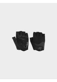 4f - Rękawiczki rowerowe z żelowymi wkładkami uniseks - czarne. Kolor: czarny. Materiał: materiał, tkanina, syntetyk. Sport: kolarstwo #1