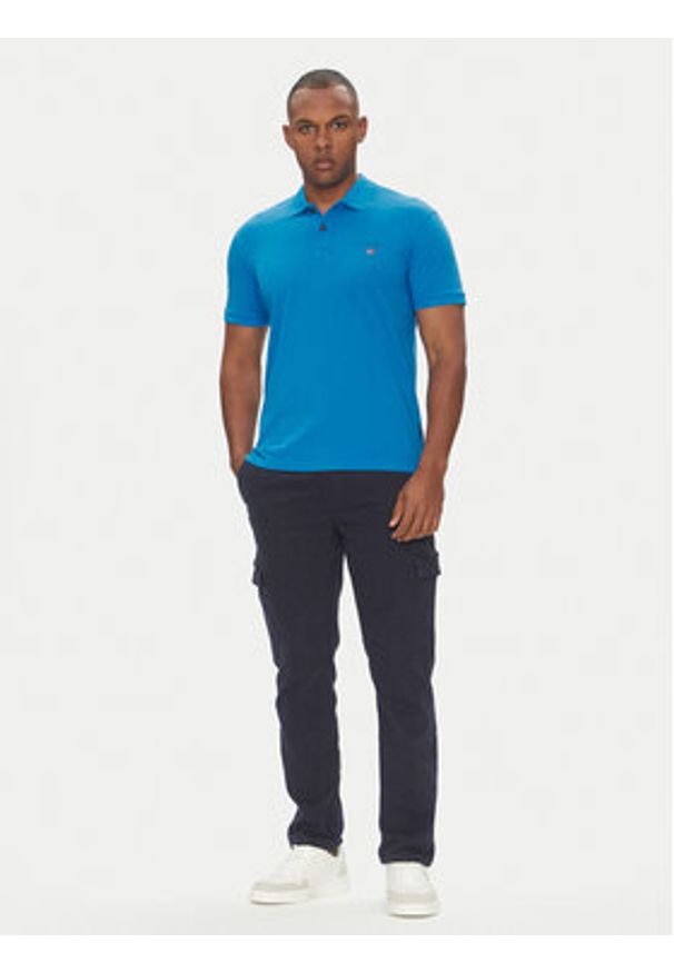 Napapijri Polo Elbas NP0A4GB4 Niebieski Regular Fit. Typ kołnierza: polo. Kolor: niebieski. Materiał: bawełna