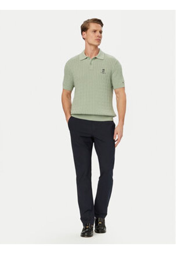 TOMMY HILFIGER - Tommy Hilfiger Polo MW0MW42788 Zielony jasny Regular Fit. Typ kołnierza: polo. Kolor: zielony. Materiał: bawełna