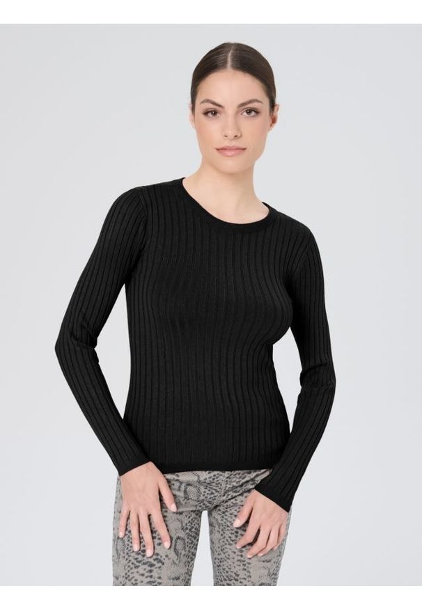 Sinsay - Dopasowany sweter z długimi rękawami - czarny. Kolor: czarny. Długość rękawa: długi rękaw. Długość: długie
