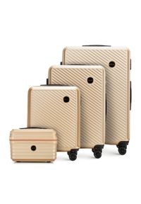 Wittchen - Komplet walizek z ABS-u w ukośne paski. Kolor: złoty. Materiał: poliester. Wzór: paski. Styl: elegancki #1
