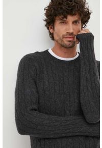 Polo Ralph Lauren sweter kaszmirowy męski kolor szary. Typ kołnierza: polo. Kolor: szary. Materiał: kaszmir. Styl: klasyczny #1