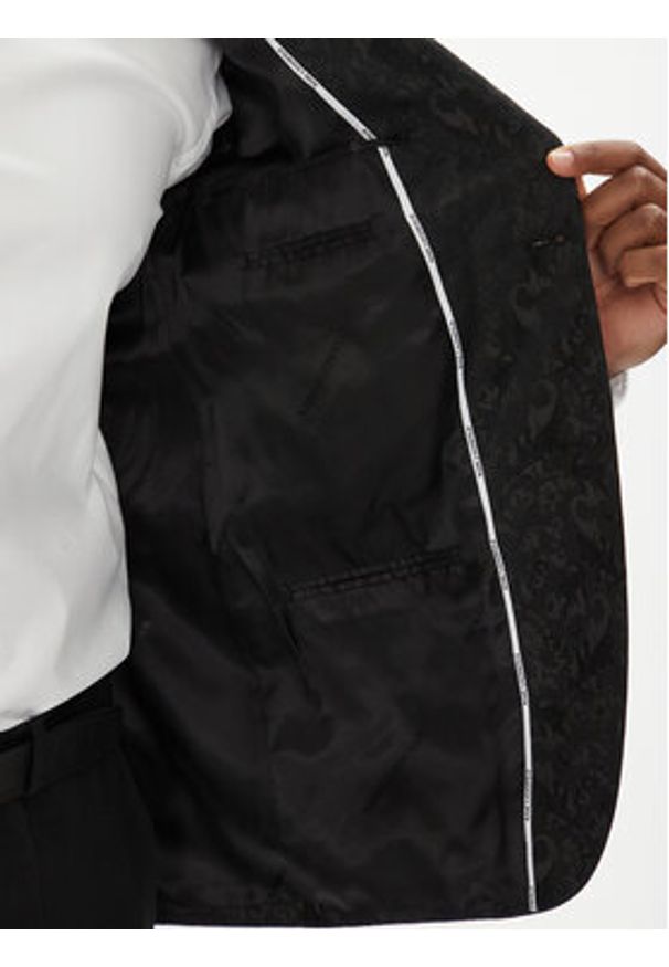Karl Lagerfeld - KARL LAGERFELD Marynarka 155200 553038 Czarny Slim Fit. Typ kołnierza: dekolt w karo. Kolor: czarny. Materiał: syntetyk