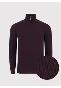 Pako Lorente - PAKO LORENTE – Bordowy sweter z wysoką stójką zapinaną na zamek. Typ kołnierza: kołnierzyk stójkowy. Kolor: czerwony, szary. Materiał: bawełna. Sezon: zima, jesień #7