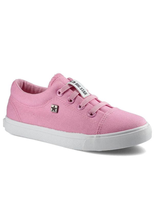 Big-Star - Różowe Trampki Big Star Dziecięce Modne Buty. Zapięcie: bez zapięcia. Kolor: różowy. Materiał: materiał, guma. Szerokość cholewki: normalna. Wzór: aplikacja