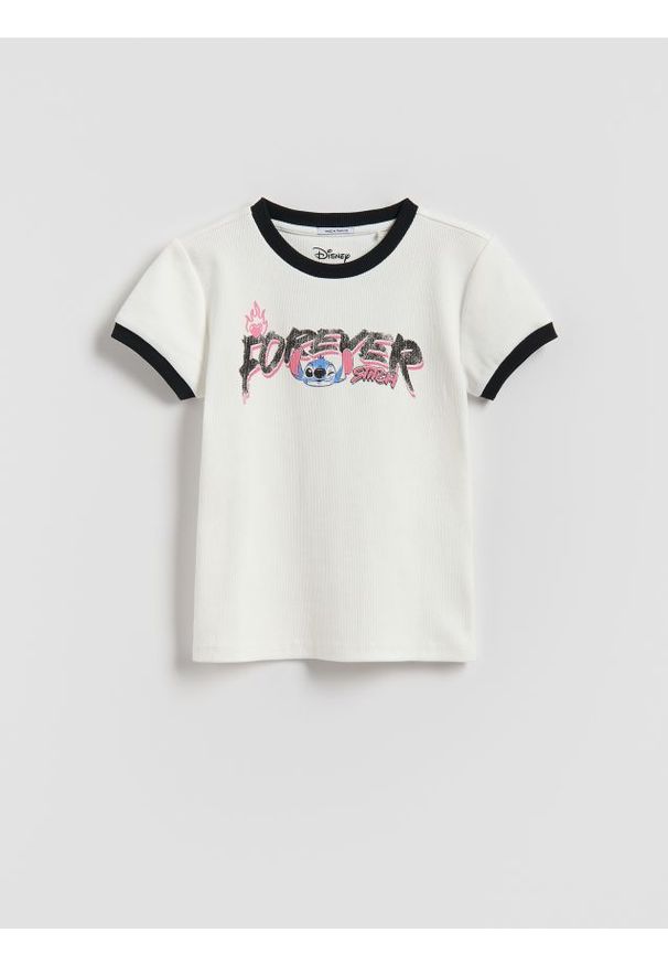 Reserved - Prążkowany t-shirt Lilo i Stitch - wielobarwny. Materiał: prążkowany
