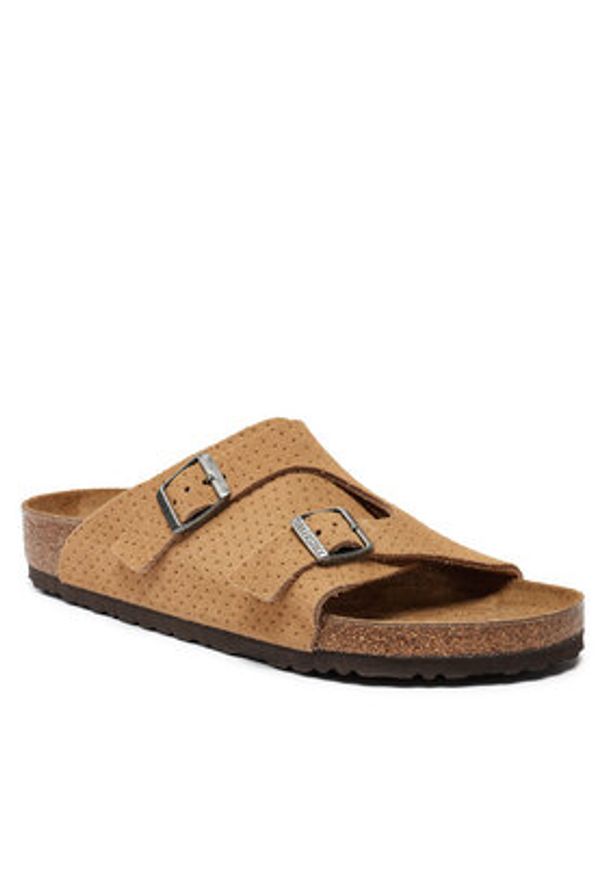 Birkenstock Klapki Zürich 1027036 Beżowy. Kolor: beżowy. Materiał: skóra