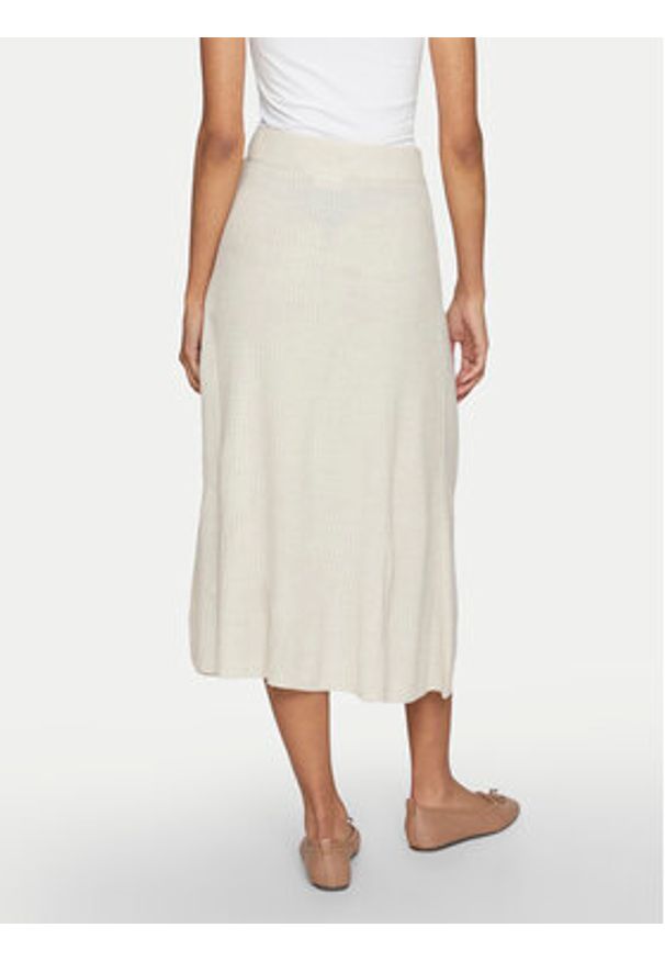 Vila Spódnica midi Olina 14098891 Beżowy Regular Fit. Kolor: beżowy. Materiał: syntetyk