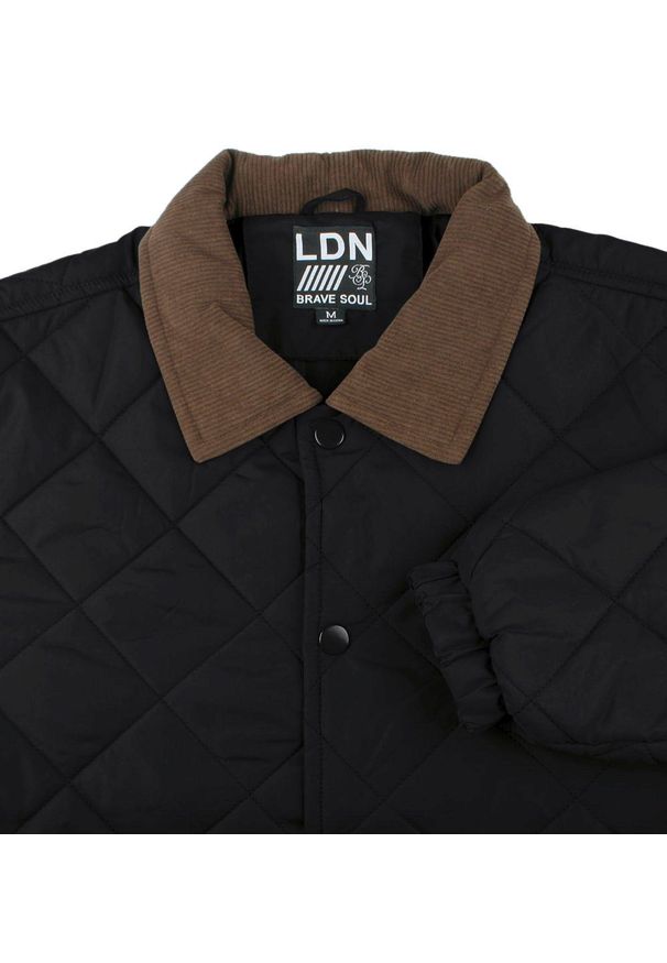 Przejściowa (Delikatnie Ocieplona) Kurtka Pikowana - Brave Soul - Czarna. Kolor: czarny. Materiał: tkanina, poliester. Sezon: zima, wiosna, jesień