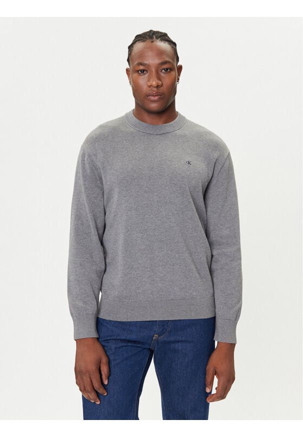Calvin Klein Jeans Sweter LV04RC309G Szary Regular Fit. Kolor: szary. Materiał: bawełna