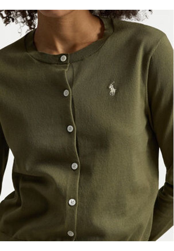 Polo Ralph Lauren Kardigan 211971871501 Khaki Slim Fit. Typ kołnierza: polo. Kolor: brązowy. Materiał: bawełna