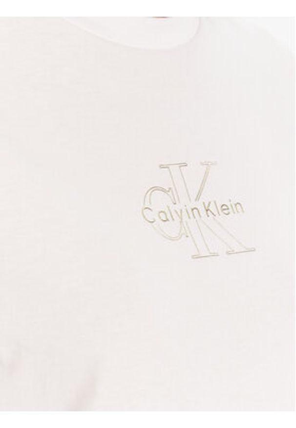 Calvin Klein Jeans T-Shirt Classic Monologo LV047D873G Biały Regular Fit. Kolor: biały. Materiał: bawełna
