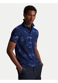 Polo Ralph Lauren Polo 710P04012001 Granatowy Custom Slim Fit. Typ kołnierza: polo. Kolor: niebieski. Materiał: bawełna #1