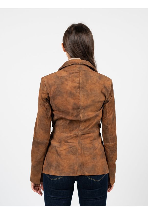 Guess Kurtka Bomberka Skórzana | W2BN12 L0R90 | Kobieta | Brązowy. Okazja: na co dzień. Kolor: brązowy. Materiał: skóra. Wzór: kwiaty. Styl: klasyczny, casual, elegancki