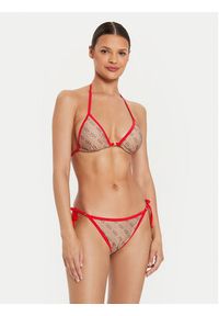 Guess Góra od bikini E4YJ13 MC04R Brązowy. Kolor: brązowy. Materiał: syntetyk