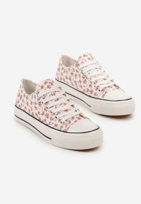 Renee - Różowe Casualowe Trampki w Kwiatki Foleriella. Okazja: na co dzień. Kolor: różowy. Materiał: jeans. Szerokość cholewki: normalna. Wzór: kwiaty. Obcas: na płaskiej podeszwie. Styl: casual #6