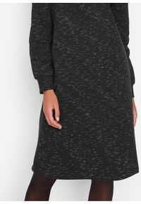 bonprix - Sukienka dresowa ze stójką. Typ kołnierza: kołnierzyk stójkowy. Kolor: czarny. Materiał: dresówka