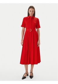 LOLA CASADEMUNT Sukienka koszulowa LS2616089 Czerwony Regular Fit. Kolor: czerwony. Materiał: bawełna. Typ sukienki: koszulowe #1