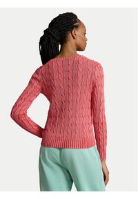 Polo Ralph Lauren Sweter 211935305001 Różowy Slim Fit. Typ kołnierza: polo. Kolor: różowy. Materiał: bawełna #2