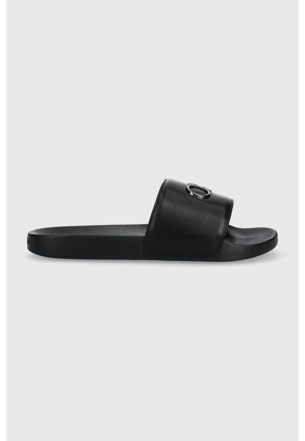 Calvin Klein klapki POOL SLIDE W/HW damskie kolor czarny na platformie HW0HW01509. Kolor: czarny. Materiał: materiał, guma. Obcas: na platformie
