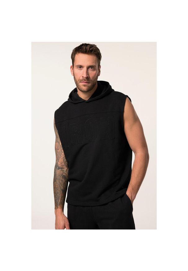 JAY-PI - Męska Bluza z kapturem fitness Belly Fit bez rękawów kaptur szybkoschnąca. Typ kołnierza: kaptur. Kolekcja: plus size. Kolor: czarny. Materiał: materiał, poliester, bawełna. Długość rękawa: bez rękawów. Sport: fitness