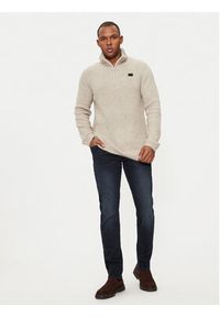 G-Star RAW - G-Star Raw Sweter D25123-D754 Beżowy Regular Fit. Kolor: beżowy. Materiał: syntetyk