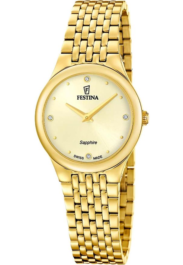 Zegarek Festina Zegarek damski Festina F20098-2 CYRKONIE złoty. Kolor: złoty