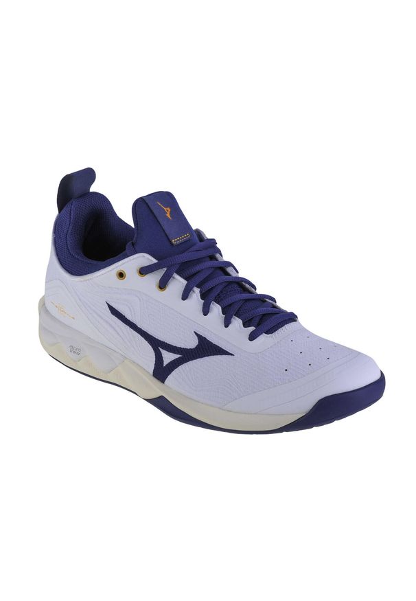 Buty halowe Mizuno Wave Luminous. Zapięcie: sznurówki. Kolor: beżowy, niebieski, wielokolorowy, biały. Materiał: syntetyk, materiał, tkanina, guma. Szerokość cholewki: normalna. Model: Mizuno Wave. Sport: siatkówka