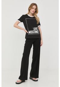 Love Moschino t-shirt bawełniany kolor czarny. Okazja: na co dzień. Kolor: czarny. Materiał: bawełna. Długość rękawa: krótki rękaw. Długość: krótkie. Styl: casual #5