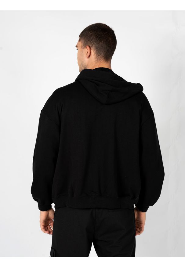 Les Hommes Bluza "Zip Hoodie" | LBH3000700N | Mężczyzna | Czarny. Okazja: na co dzień. Typ kołnierza: kaptur. Kolor: czarny. Materiał: bawełna, poliester. Styl: casual, sportowy, elegancki