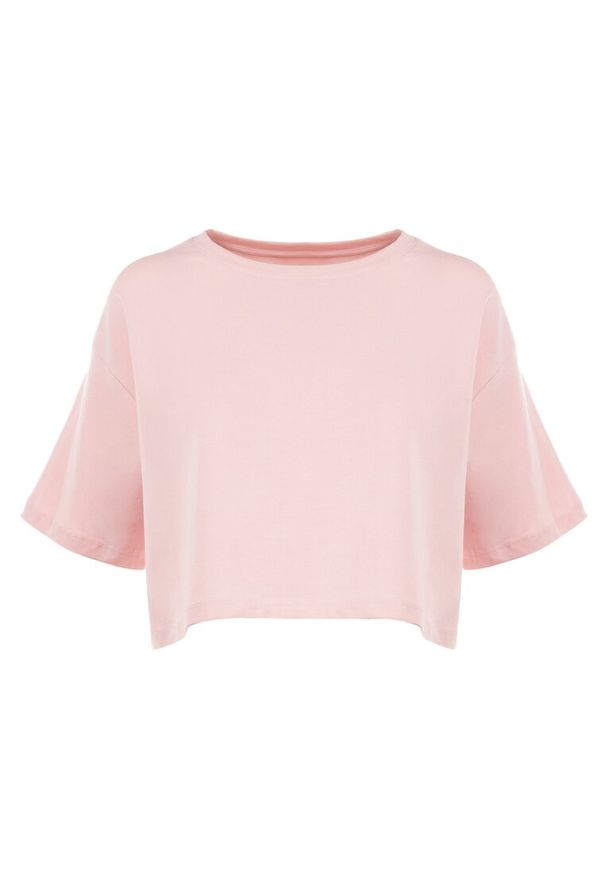 Born2be - Jasnoróżowy T-shirt Rheniala. Okazja: na co dzień. Kolor: różowy. Materiał: materiał, bawełna. Długość rękawa: krótki rękaw. Długość: krótkie. Wzór: gładki. Sezon: lato. Styl: casual