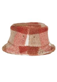 FLEXFIT - Sherpa Bucket Hat W Kratkę. Kolor: brązowy. Wzór: kratka